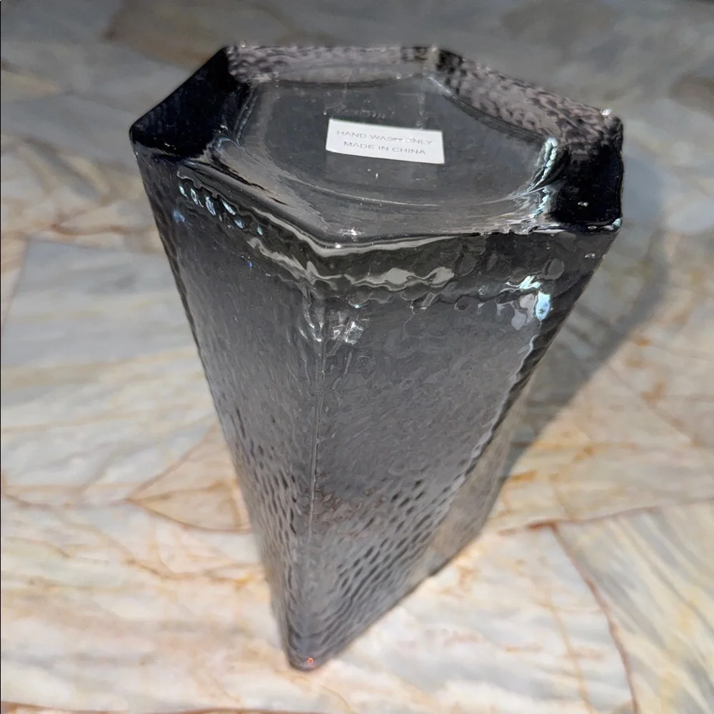 Textured Glass Vase with‎ Gold Rim
